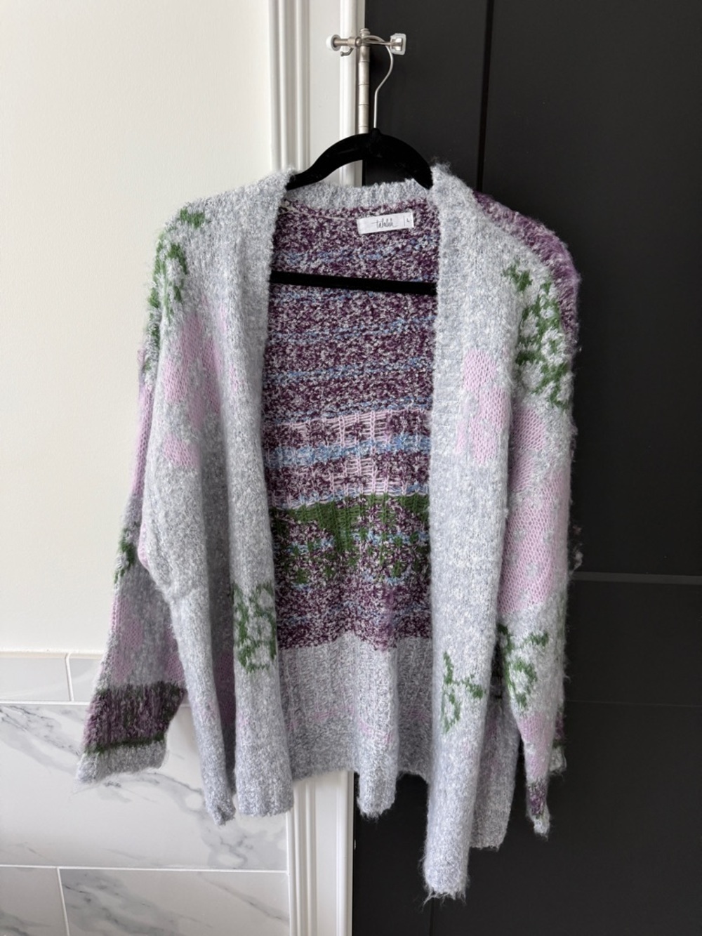 Soft Lavender Floral Open Cardigan Sweater